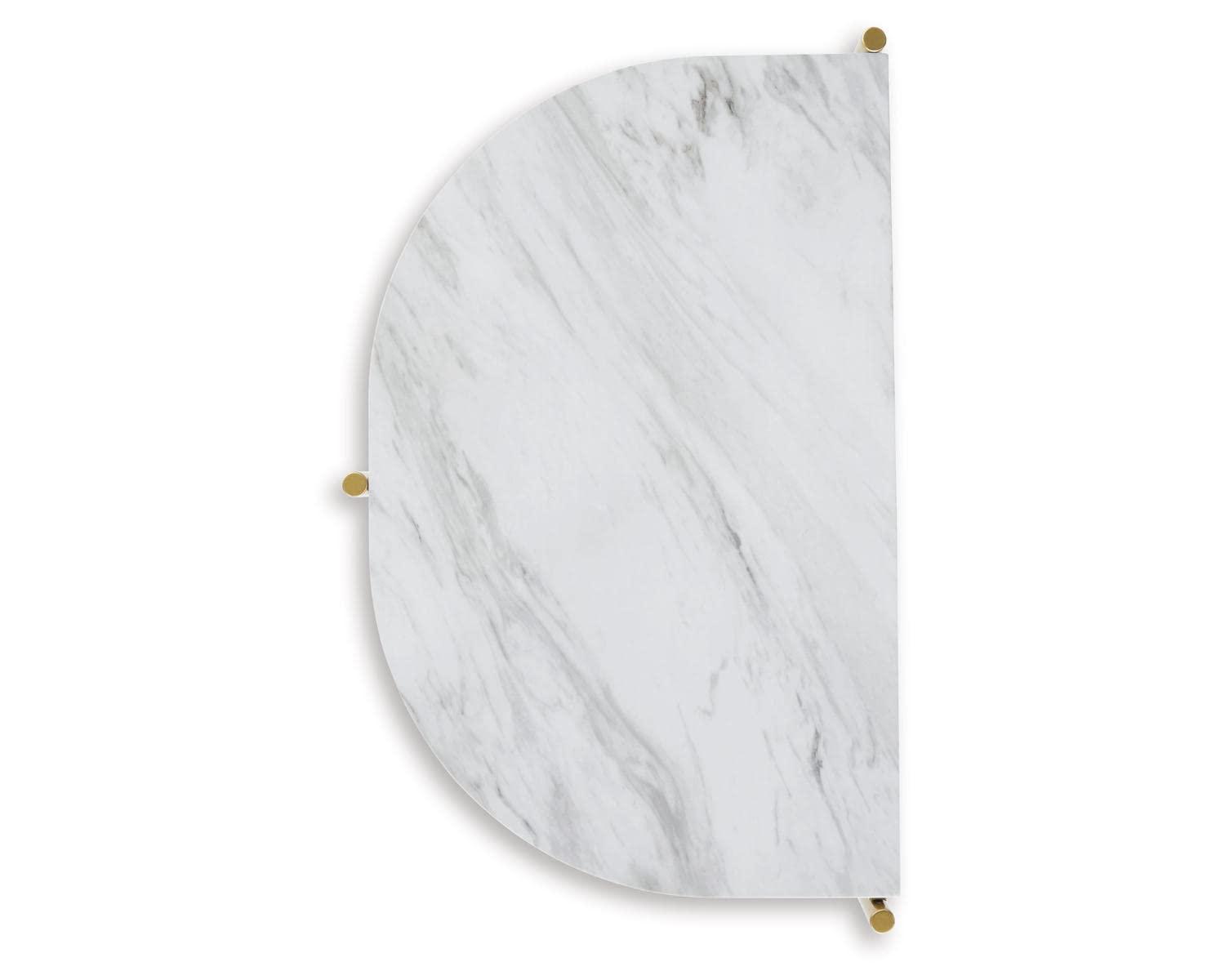 Contemporary Goldtone Chairside Table with Faux Marble Top