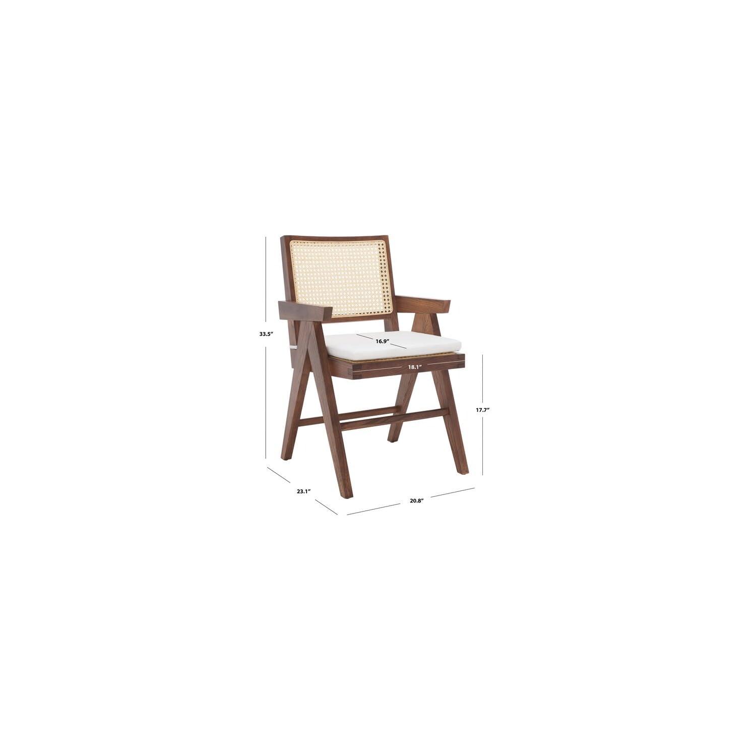 SAFAVIEH Couture Colette Contemporay Linen Solid Dining Armchair, Walnut/Natural