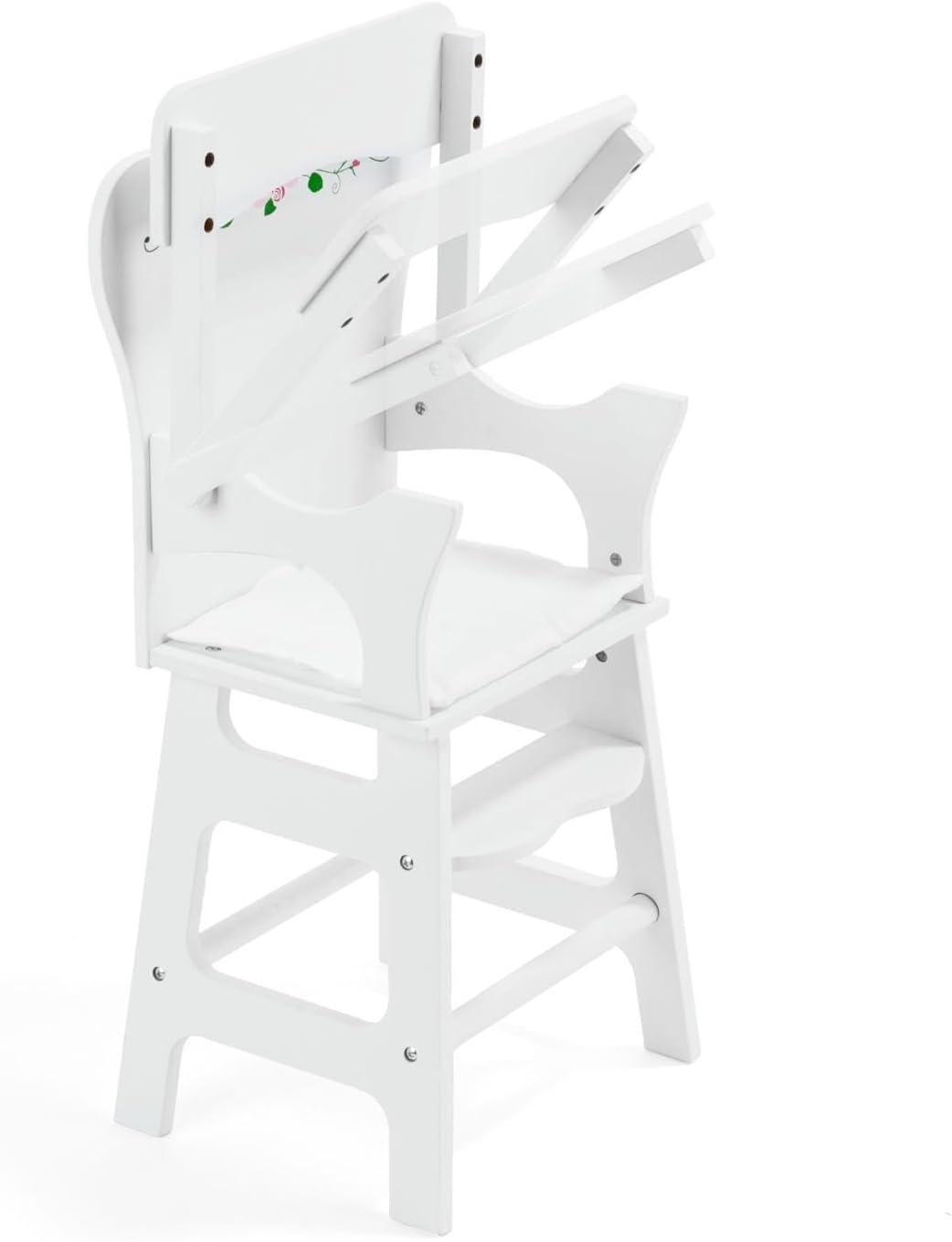 Badger Basket Doll High Chair with Padded Seat - White Rose