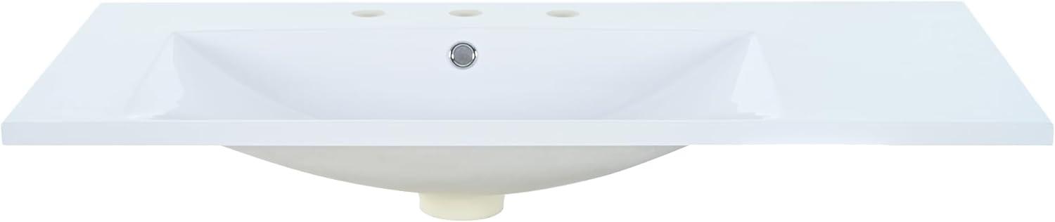 Miekor Furniture 36" Single Bathroom Basin Sink, Left Offset Sink Vanity Top Only, 3-Faucet Holes, Resin 69AAK
