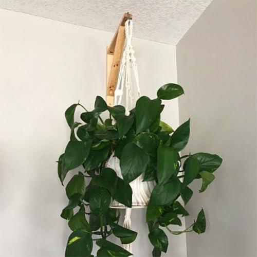 Rustic State Wall Mount Wooden Triangle Sconce Bracket for Hanging Plug in Pendant Light Lamp Cord Kit Fixture - DIY Shelf Project - Decorative Wall Plant Hanger - Black - Set of 2