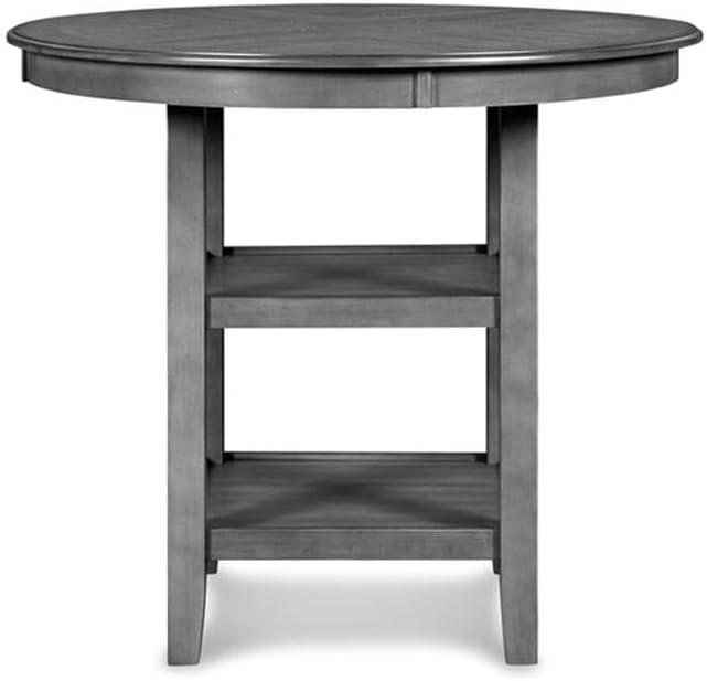 Gray Round Rubberwood Counter Height Dining Set with 4 Chairs