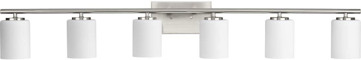 Progress Lighting Replay Collection 6-Light Bath Vanity in Brushed Nickel with Etched Glass Shades