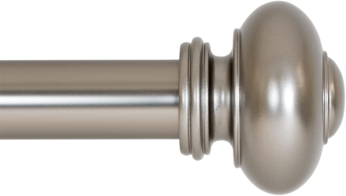 Modern Satin Nickel Telescoping Curtain Rod with Ball Finials