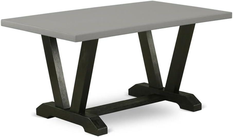 East West Furniture V-Style 36x60" Wood Dining Table in Gray/Black