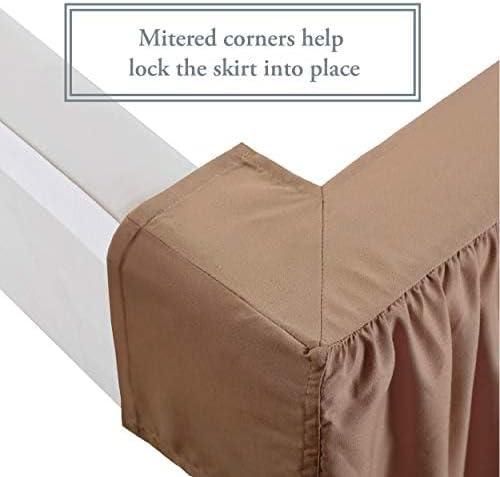 Bed Maker's Wrap-Around, Never Lift Your Mattress Ruffled Bed Skirt, 14" Drop Length, Mocha, King