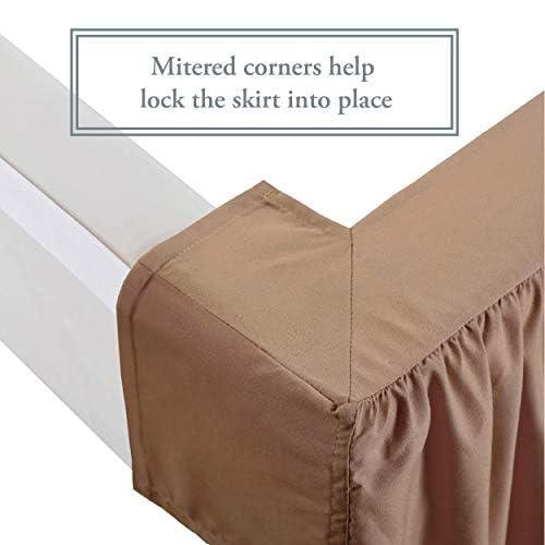 Bed Maker's Wrap-Around, Never Lift Your Mattress Ruffled Bed Skirt, 14" Drop Length, Mocha, King