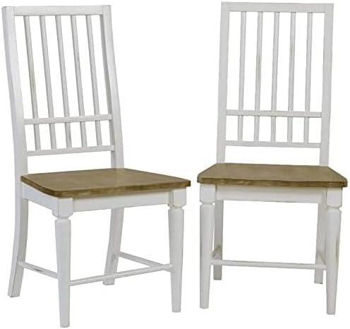 Progressive Furniture Shutters Set of 2 Wood Dining Side Chairs in Oak and White