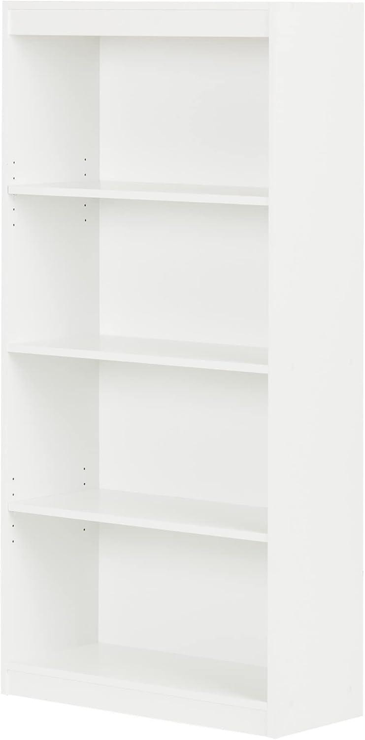 Pure White Adjustable 4-Shelf Wooden Bookcase