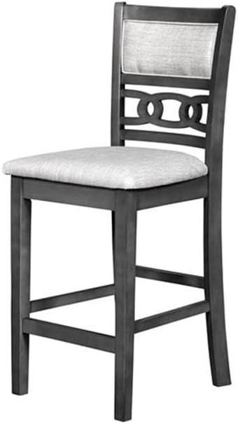 Gray Round Rubberwood Counter Height Dining Set with 4 Chairs