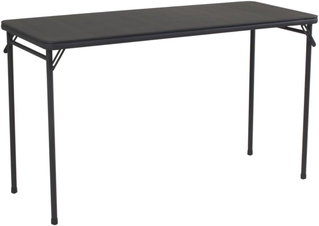 Sleek Black 20" x 48" Vinyl-Top Foldable Utility Table