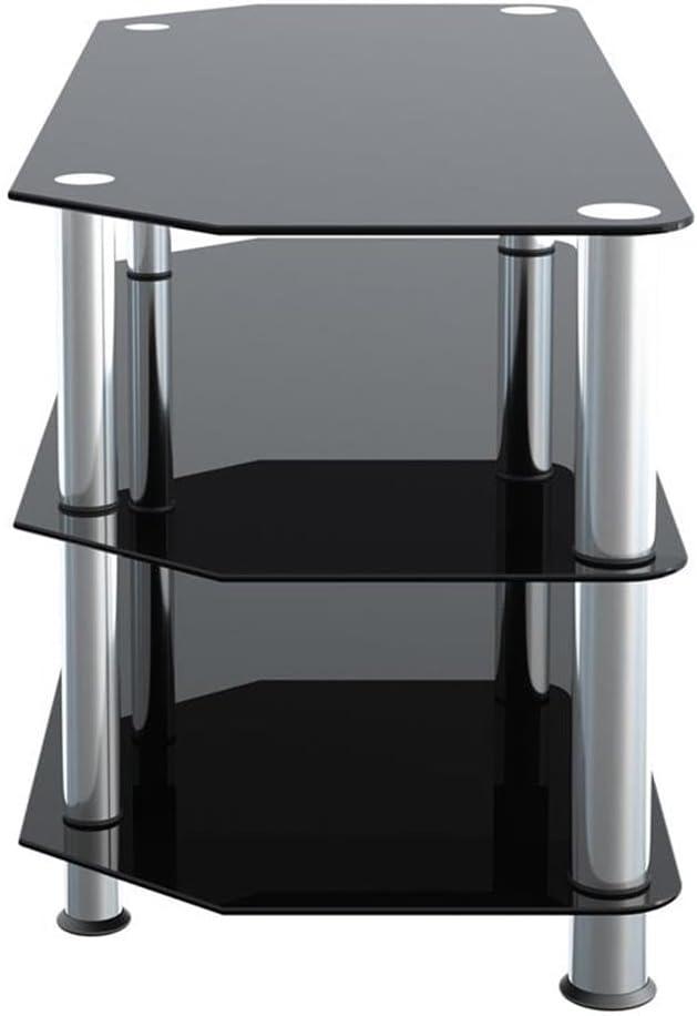 AVF Transitional Steel and Glass TV Stand for up to 50" TVs in Black/Chrome