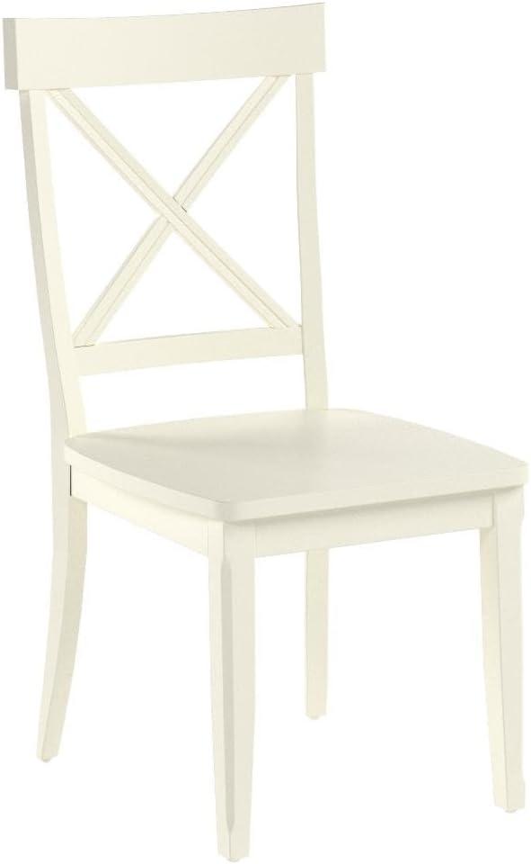 White Cross Back Solid Wood Side Chair Set