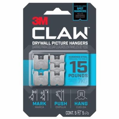 3M 3PH15M-5ES CLAW Drywall Picture Hangers & Markers, Holds 15-Lbs., 5-Pk. - Quantity 4