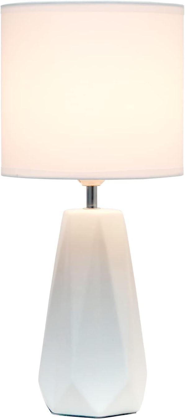 Simple Designs Ceramic Prism Table Lamp Off White