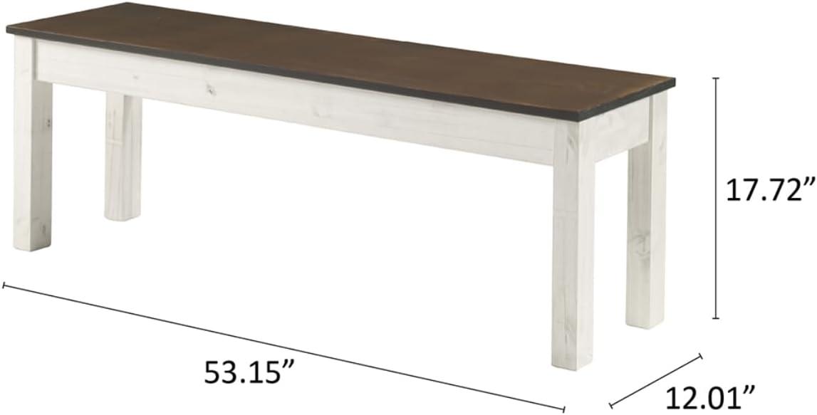Bridge Brazil Wood Bench White Distressed | Furniture Dash White distressed finish, seat in brown lacquer.