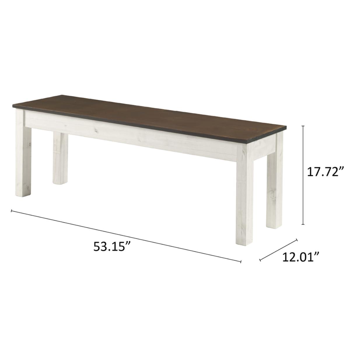 Bridge Brazil Wood Bench White Distressed | Furniture Dash White distressed finish, seat in brown lacquer.
