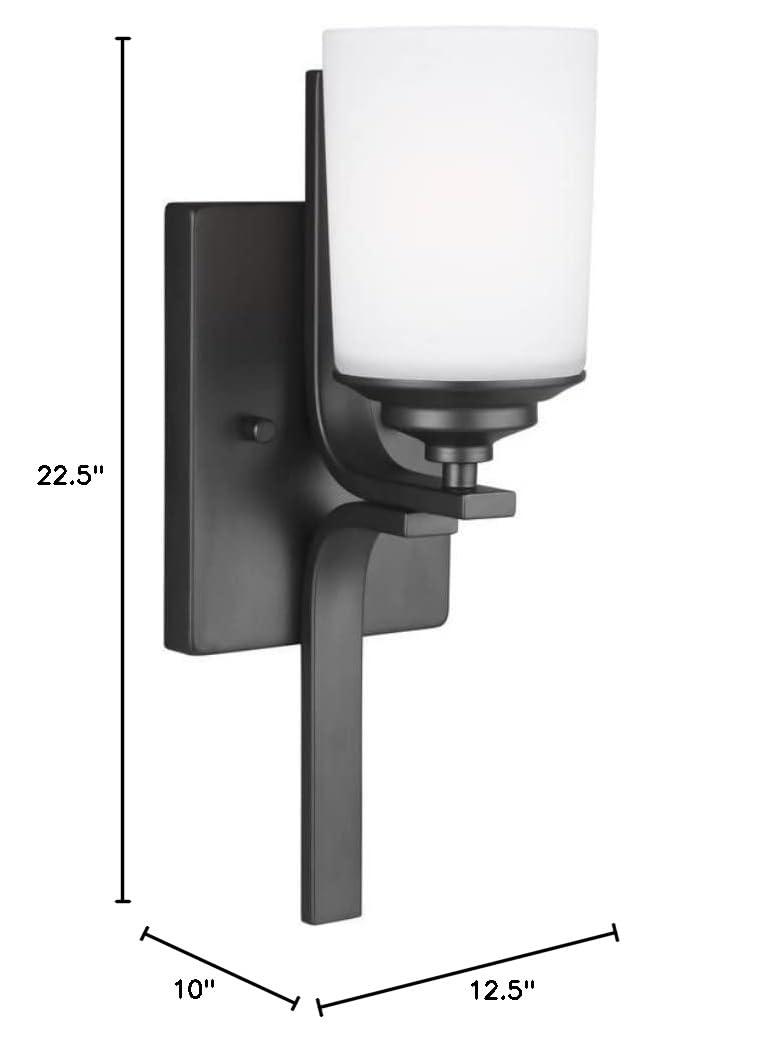 Generation Lighting 4130701-962 Kemal Etched/White Glass Cylinder Torchiere Wall Sconce Lighting Fixture, 1-Light 75 Watt, 15" H x 5" W, Brushed Nickel
