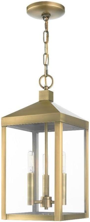 3 Light Outdoor Pendant Lantern with Clear Glass Shade