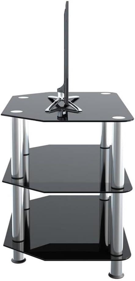 AVF Classic SDC600-A - Stand - corner - for TV / AV System - stainless steel, tempered glass - black glass, chrome effect - screen size: 12"-32" - floor-standing