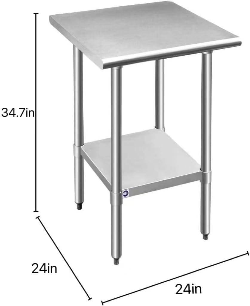 30x24 Inch Brushed Stainless Steel Rectangular Prep Table