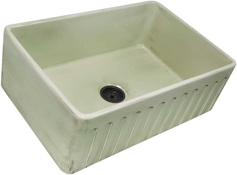 Shabby Green 30-Inch Farmhouse Fireclay Kitchen Sink