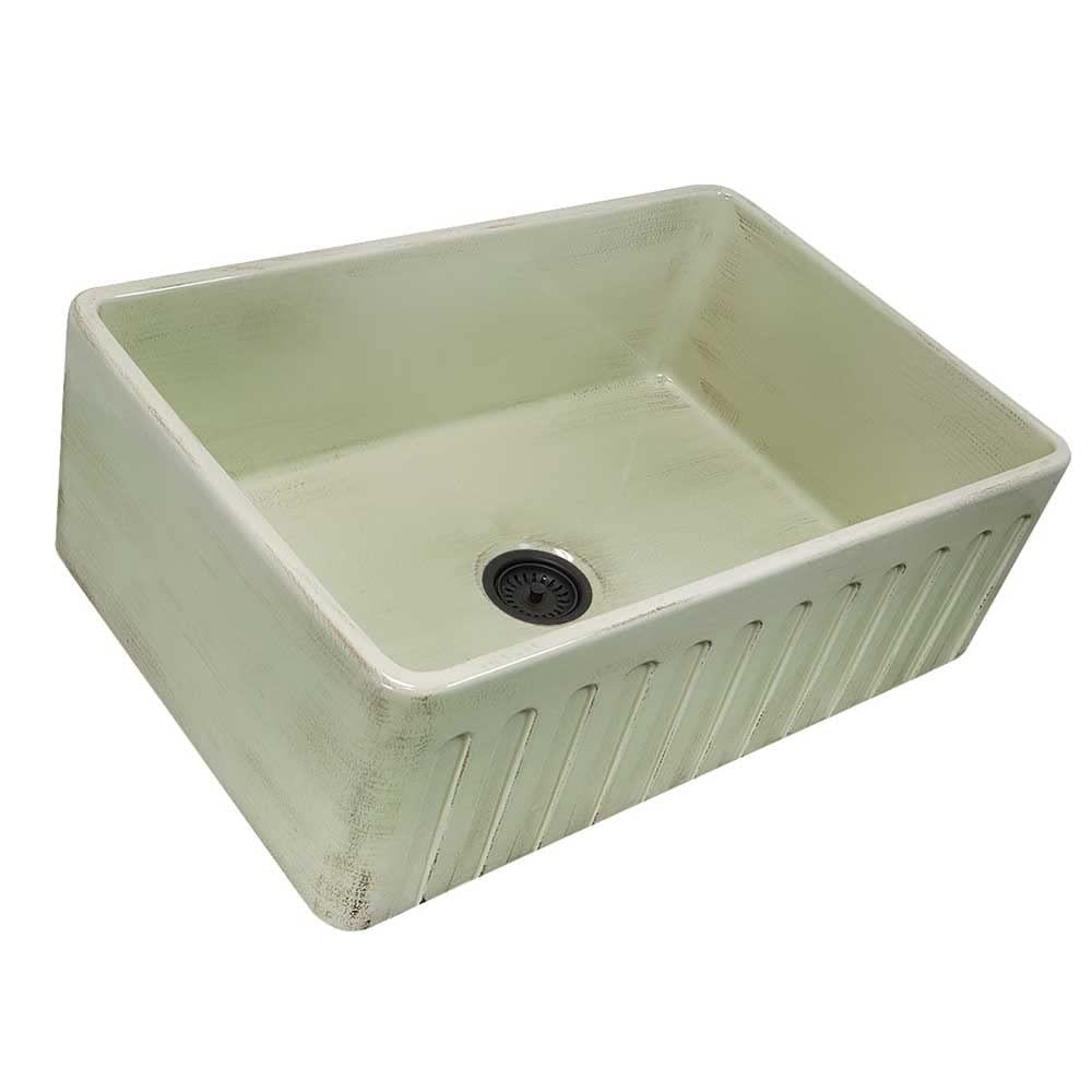 Shabby Green 30-Inch Farmhouse Fireclay Kitchen Sink