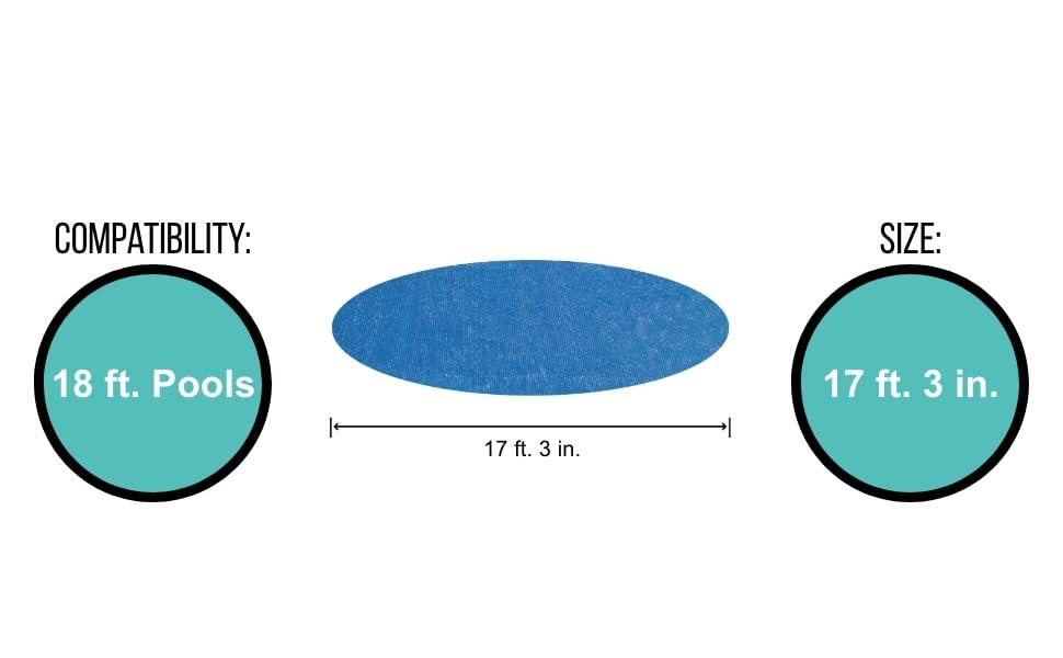 Bestway Flowclear 18 Foot Round Solar Heat Secure Pool Cover for Above Ground Swimming Pools with Storage Bag, Blue (Cover Only)