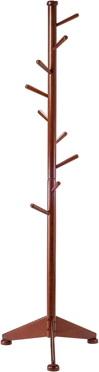 Lily Coat Tree Walnut Finish - Winsome: Solid Wood 9-Peg Entryway Organizer, X Base