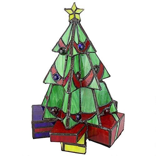 Ruby Emerald Sapphire 20" Hand-Crafted Stained Glass Christmas Tree Sculpture