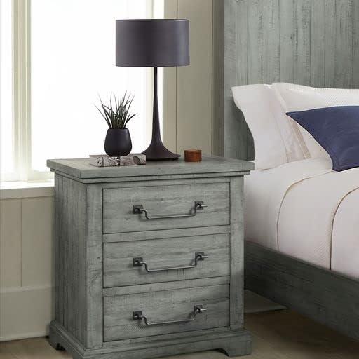 Beach House Solid Wood Dove Gray 2 Drawer Nightstand