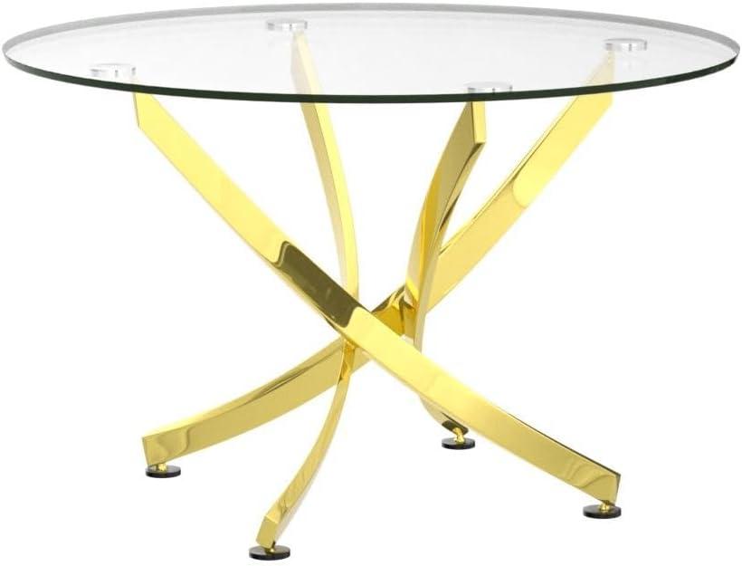 Beckham 46'' Brass Finish Round Glass Dining Table