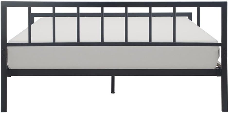 ClickDecor Evans Platform Bed Frame with Matte Black Metal Headboard