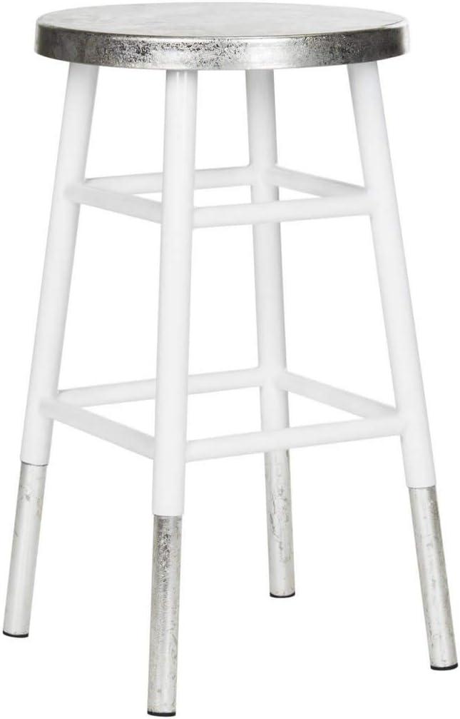Kenzie Silver Dipped Counter Stool - FOX3211 - White/Silver - Safavieh Couture