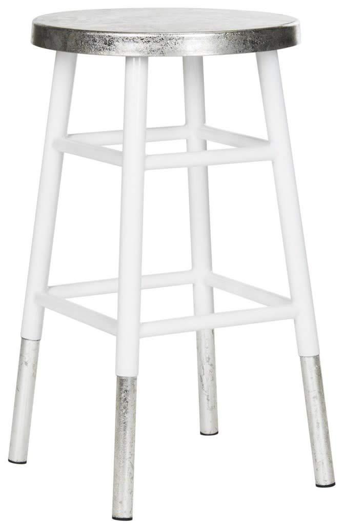 Kenzie Silver Dipped Counter Stool - FOX3211 - White/Silver - Safavieh Couture