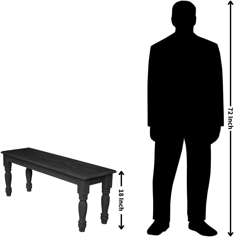 Farmhouse Bench - Unfinished - International Concepts: Hardwood Rectangular Seat for Dining & Bedroom, Seats 2
