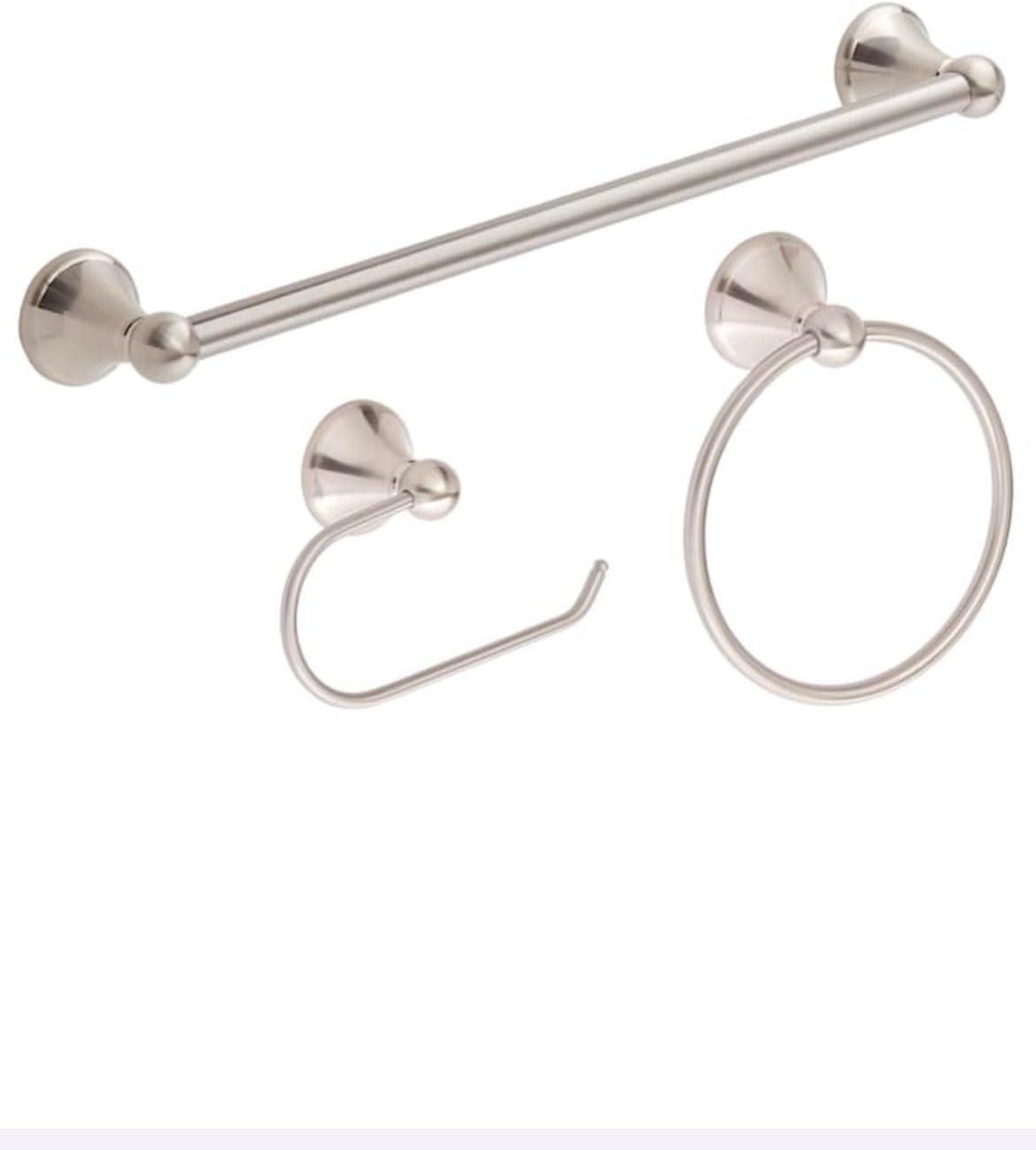 Brushed Nickel 24" Bathroom Hardware Set with Towel Bar