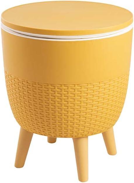 Lagoon Cancun 2-In-1 Outdoor Side Table Gold: Adjustable Height, Resin Cooler Patio Table, Water-Resistant
