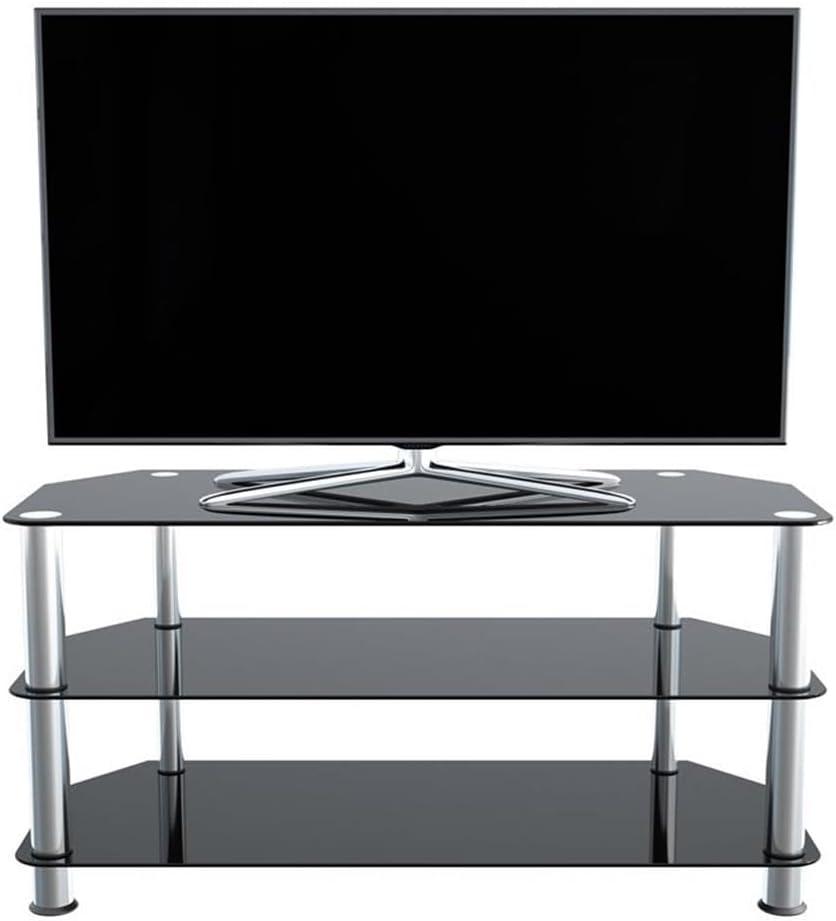 AVF Transitional Steel and Glass TV Stand for up to 50" TVs in Black/Chrome