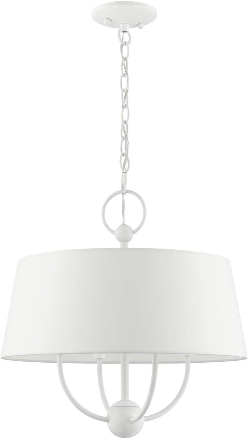 White Glass Drum 4-Light Indoor/Outdoor Chandelier