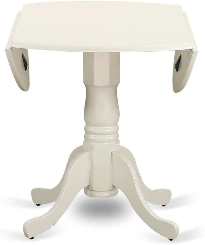 East West Furniture Dublin 3-piece Wood Dining Set with Linen Seat in White