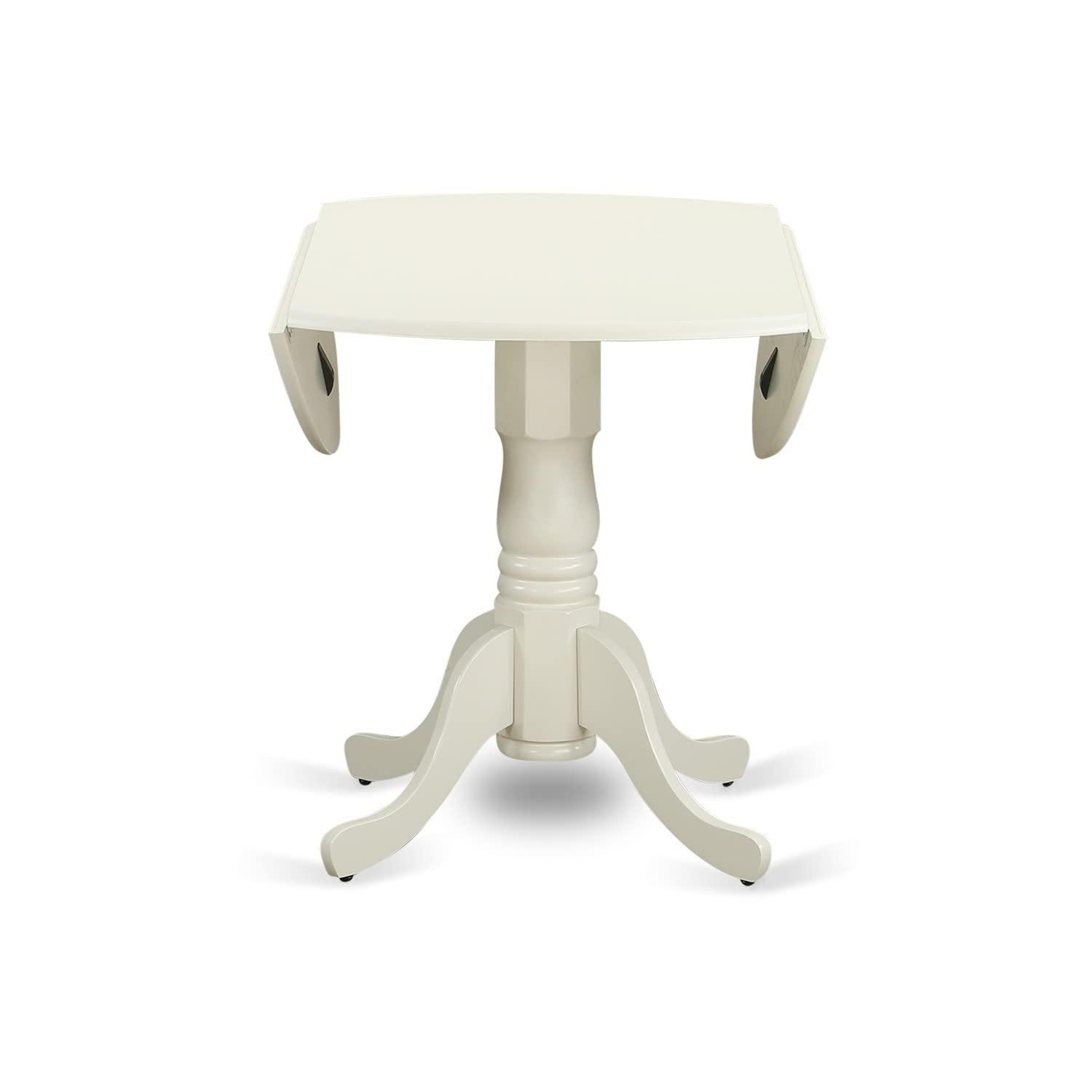 East West Furniture Dublin 3-piece Wood Dining Set with Linen Seat in White