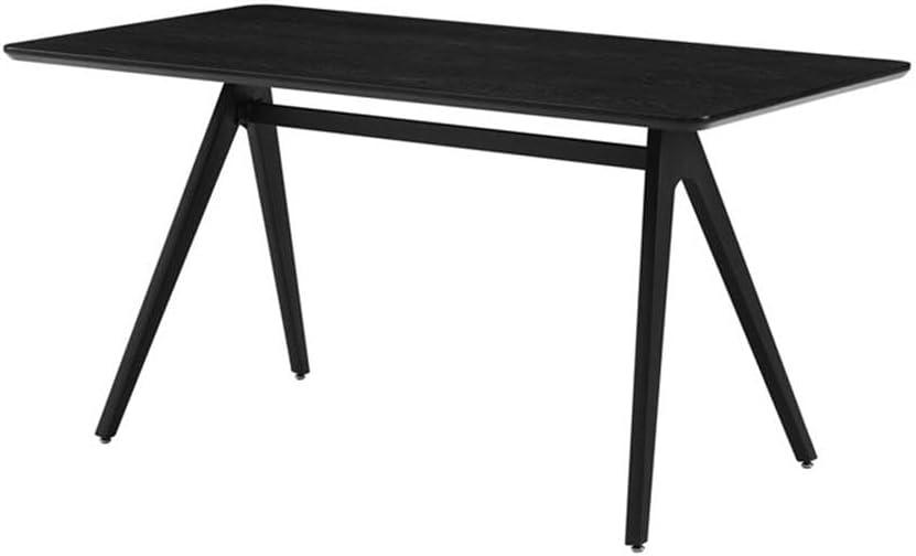 Black Wood and Metal Industrial Dining Table, 60 Inch