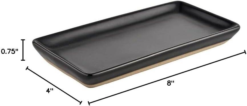 Matte Black Ceramic Rectangular Tray, 10x5.5 in