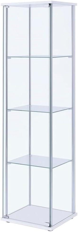 Bowery Hill Modern Metal 4 Shelf Glass Display Case in White