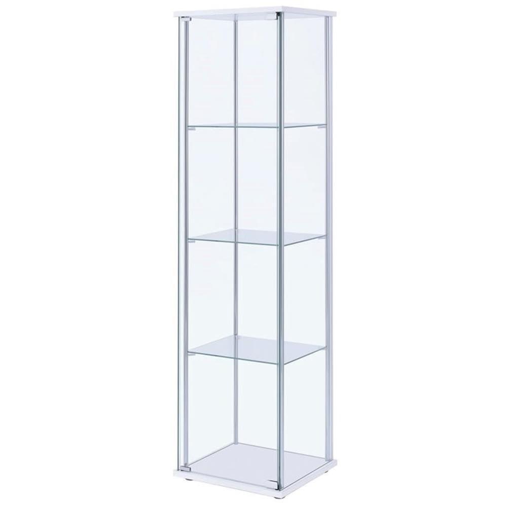 Bowery Hill Modern Metal 4 Shelf Glass Display Case in White