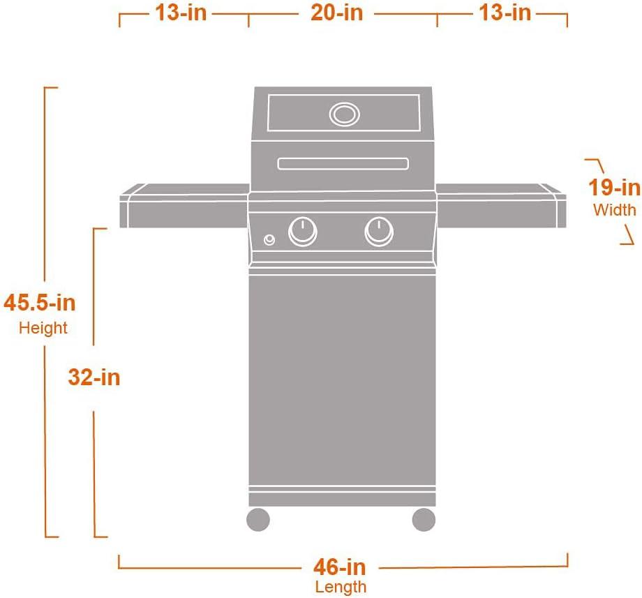 Monument Grills 14633 2-Burner Liquid Propane 24000 BTU Gas Grill with Cabinet, Stainless Steel