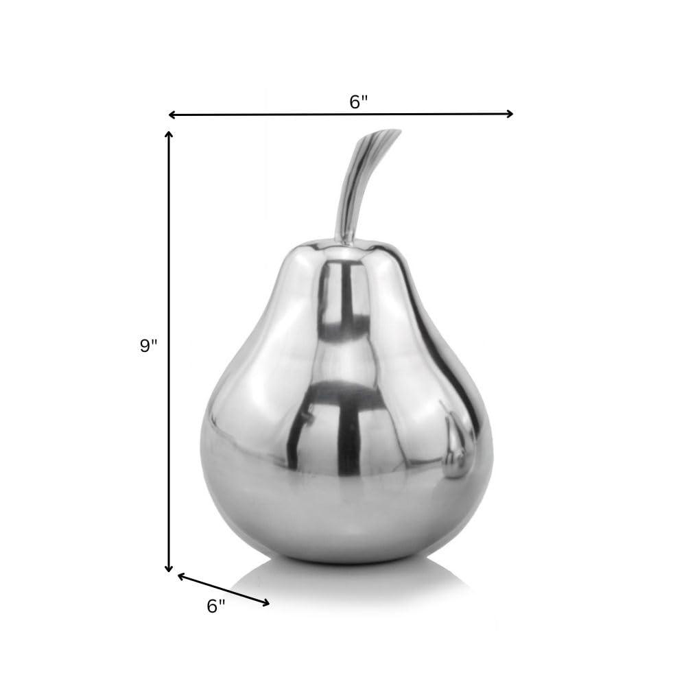 Modern Day Accents Peral Polished Pear, Silver, Fruit, Tabletop, Transitional, Sculpture, Accents, Décor, Desk, Aluminum, 6" L x 6" W x 11" H
