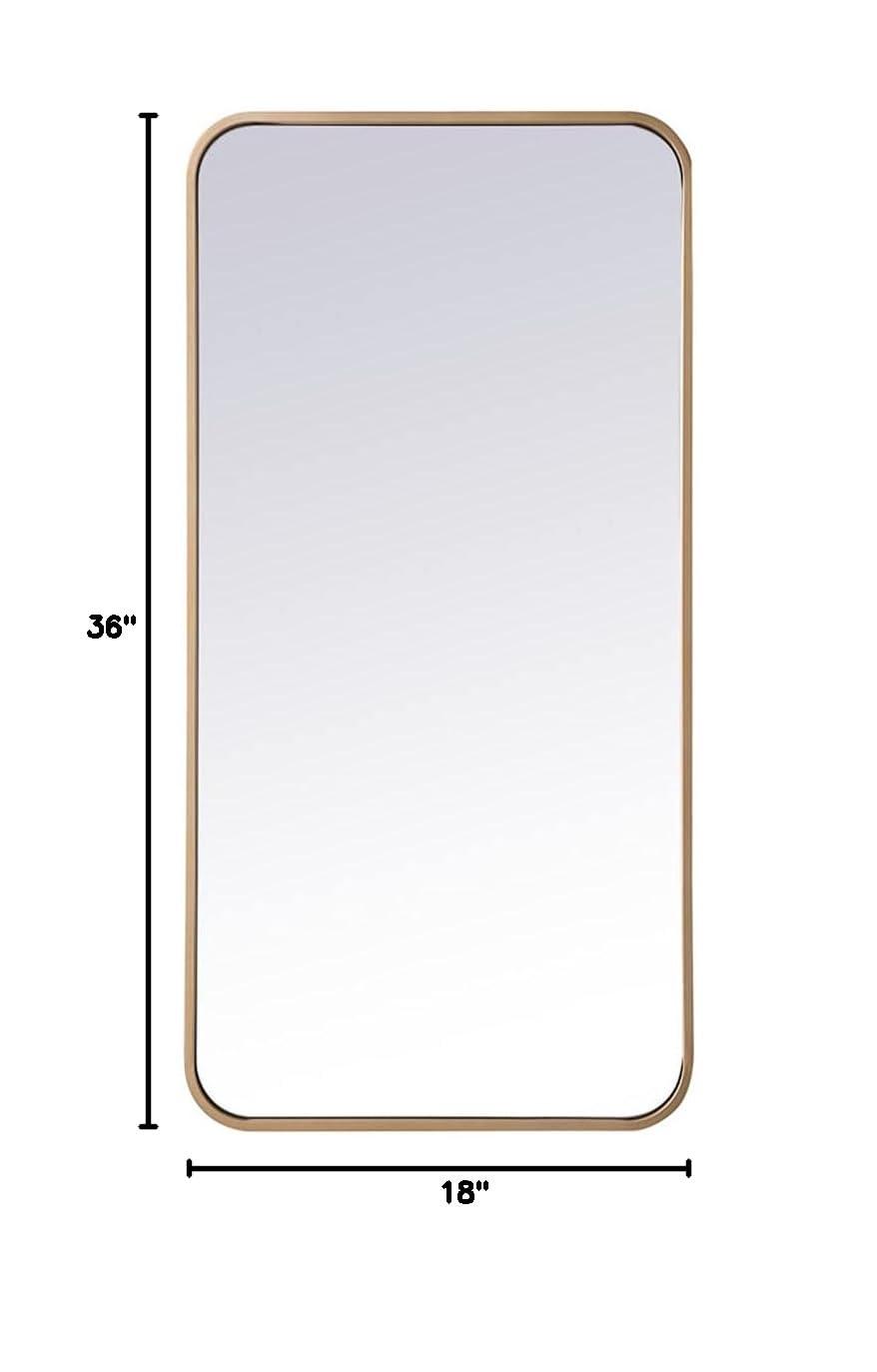 Soft corner metal rectangular mirror 18x36 inch in Brass