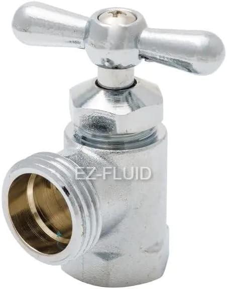 EZ-FLUID 1/2" FIP X 3/4" MHT Muti-Turn Chrome Plated Heavy Duty Brass Washing Machine Valve,Front Operated Wash Machine Water Shut Off Valve (1-Pc)